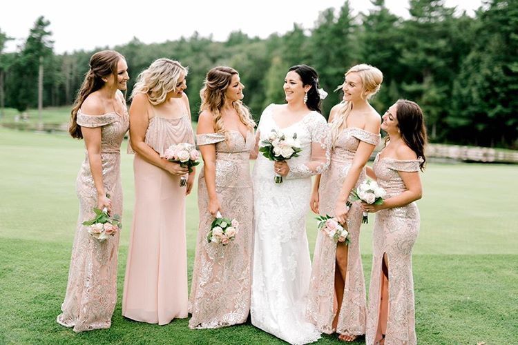 Happy bride and bridal party
